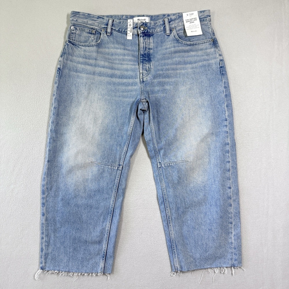 Madewell Jeans‎ Womens 32 Petite The Darted Barrel Leg Jean Relaxed Raw Hem NWT